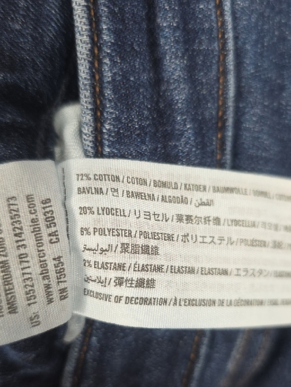 Abercrombie & Fitch Dark Blue Distressed High-Rise Jeans - Picture 7 of 8